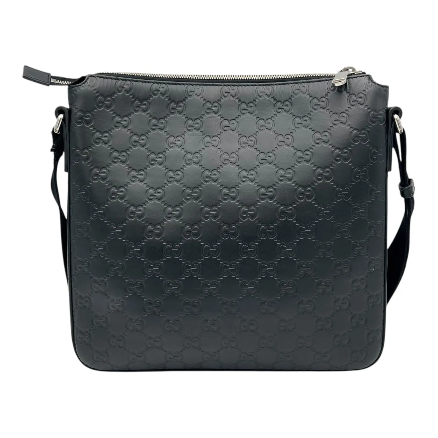 Guccissima Crossbody Bag Black in Calfskin, Silver hardware