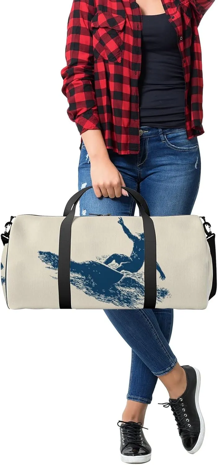 Gym Bag Sports Travel Bag Surfing Surfboard Weekender Bags with 2 Side Pocket Lightweight Waterproof Polyester Tote Bag for Swimming Yoga Women Men 9x17.6inch