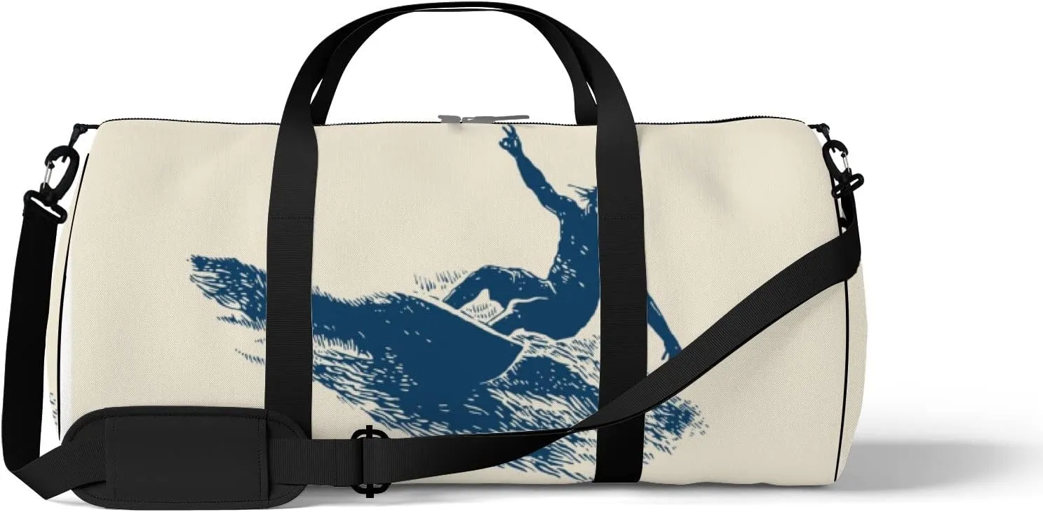 Gym Bag Sports Travel Bag Surfing Surfboard Weekender Bags with 2 Side Pocket Lightweight Waterproof Polyester Tote Bag for Swimming Yoga Women Men 9x17.6inch