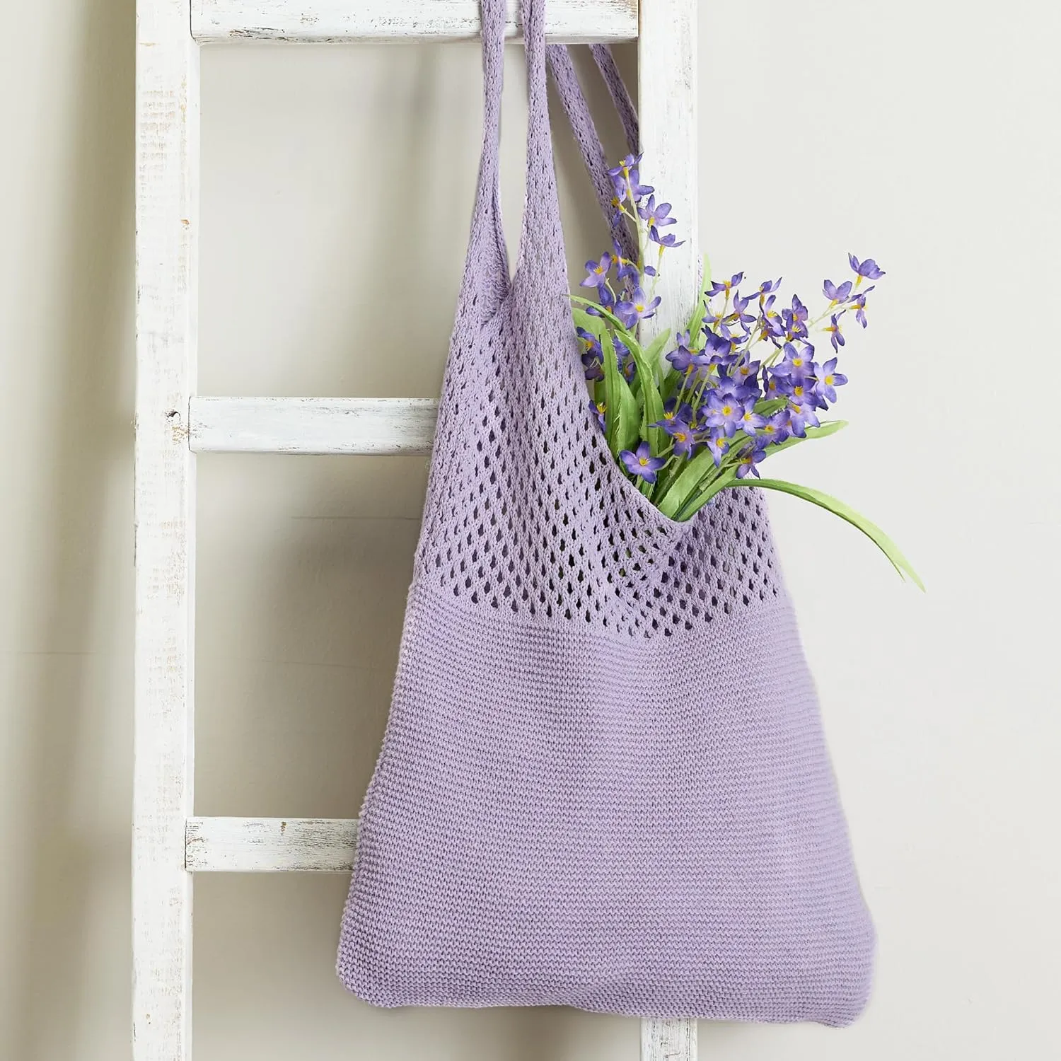 Hadley Wren Womens Knit Market Beach Tote Bag, Over Shoulder Vacation Handbag