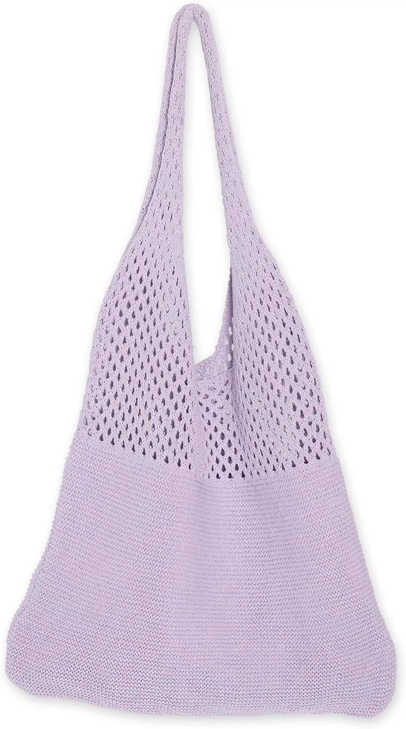Hadley Wren Womens Knit Market Beach Tote Bag, Over Shoulder Vacation Handbag