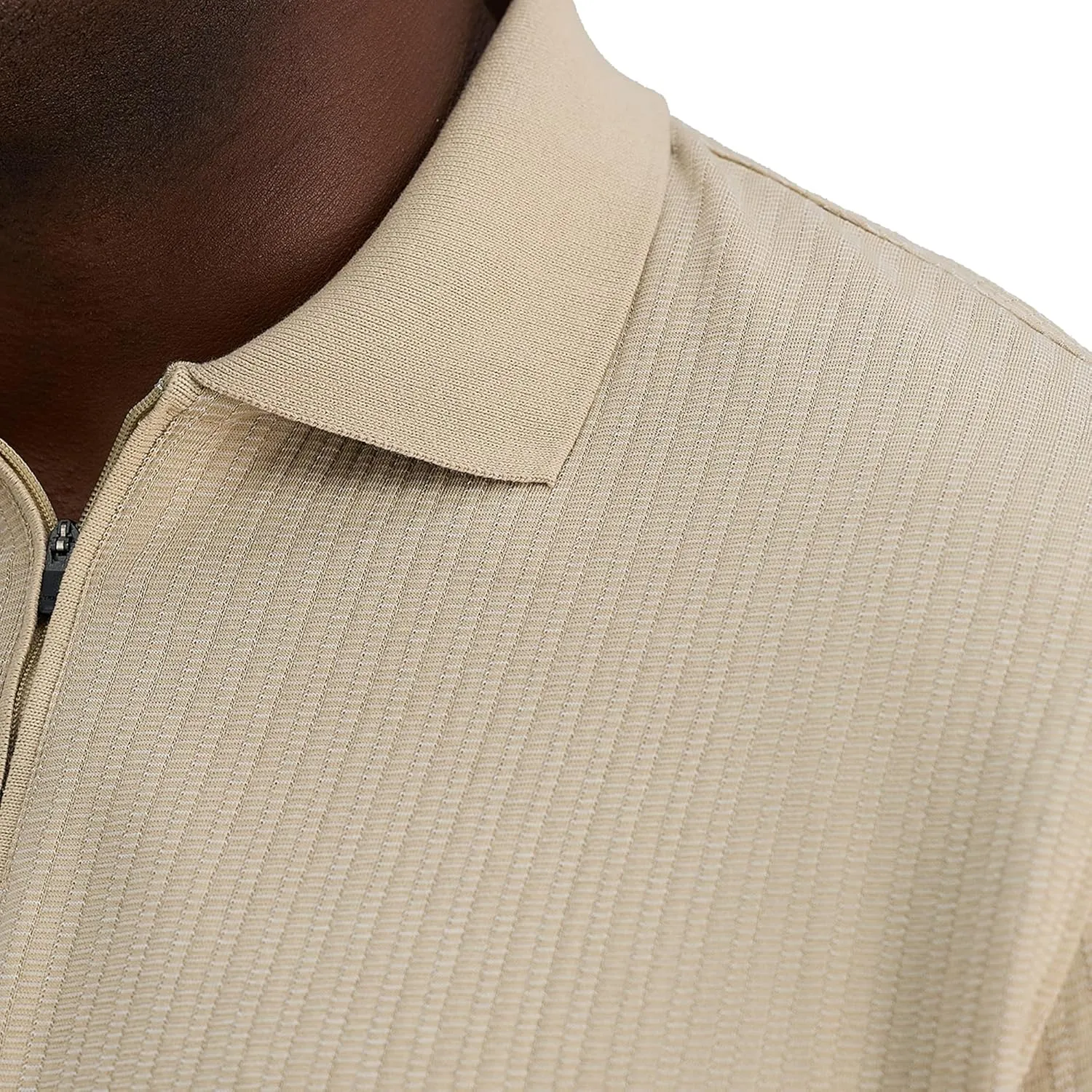 Haggar Men's Premium Comfort Quarter Zip Short Sleeve Polo Shirt