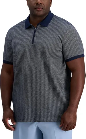 Haggar Men's Premium Comfort Quarter Zip Short Sleeve Polo Shirt