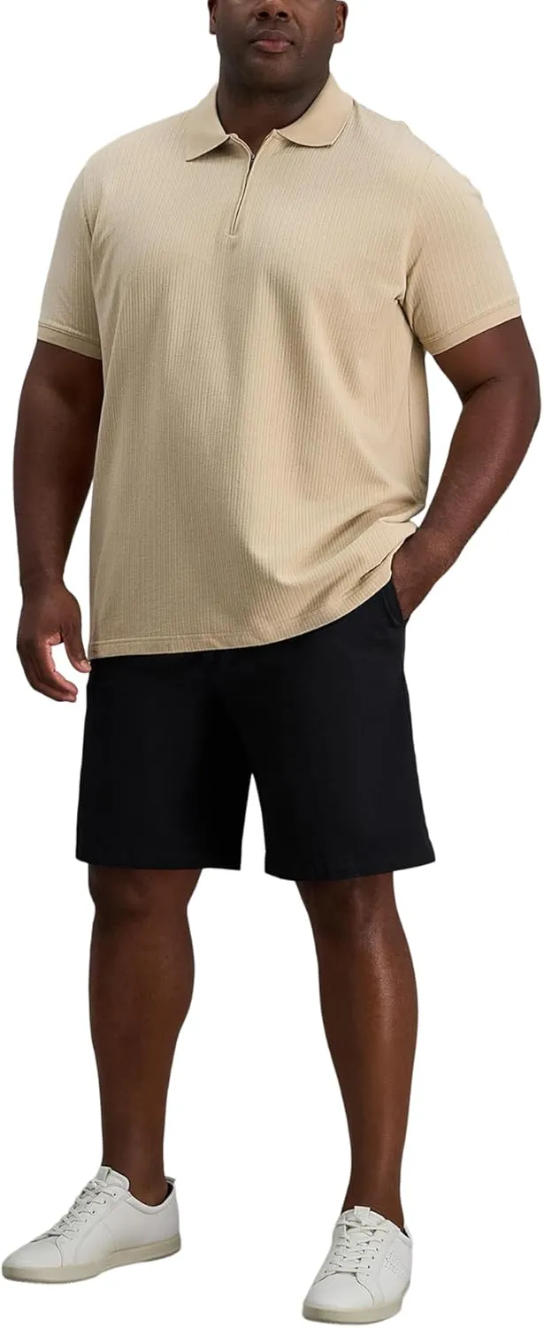 Haggar Men's Premium Comfort Quarter Zip Short Sleeve Polo Shirt