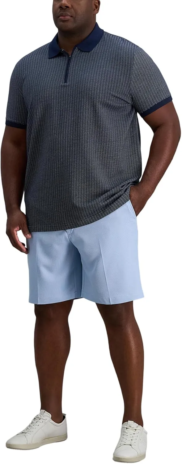 Haggar Men's Premium Comfort Quarter Zip Short Sleeve Polo Shirt