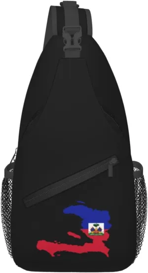 Haiti Terrain Map Crossbody Bags For Women Men Chest Backpack Gym Shoulder Bag Travel Outdoor Sports Casual Crossbody Bags