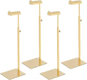 Handbag Display Stand - Stainless Steel 4 Pack Purse Display Stand Hanging Hook Stands Adjustable Height Table Ornament Display Stand for Home Store Boutique Counter, Titanium Gold