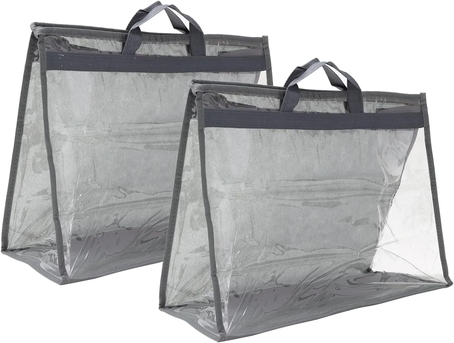 Handbag Dust Bags, 2 Pack Clear Purse Storage Organizer XXL Size PVC Dustproof Handbag Cover Transparent Purse Protector, Beige(Gray,XXL)