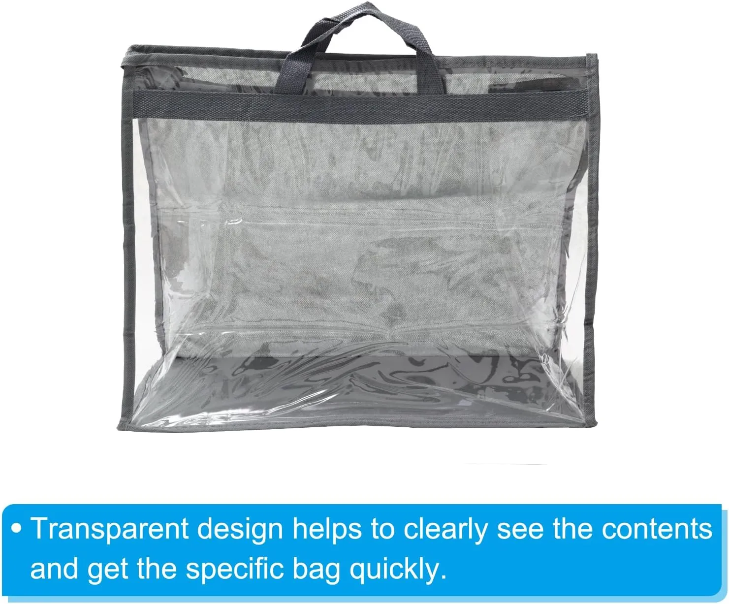 Handbag Dust Bags, 2 Pack Clear Purse Storage Organizer XXL Size PVC Dustproof Handbag Cover Transparent Purse Protector, Beige(Gray,XXL)