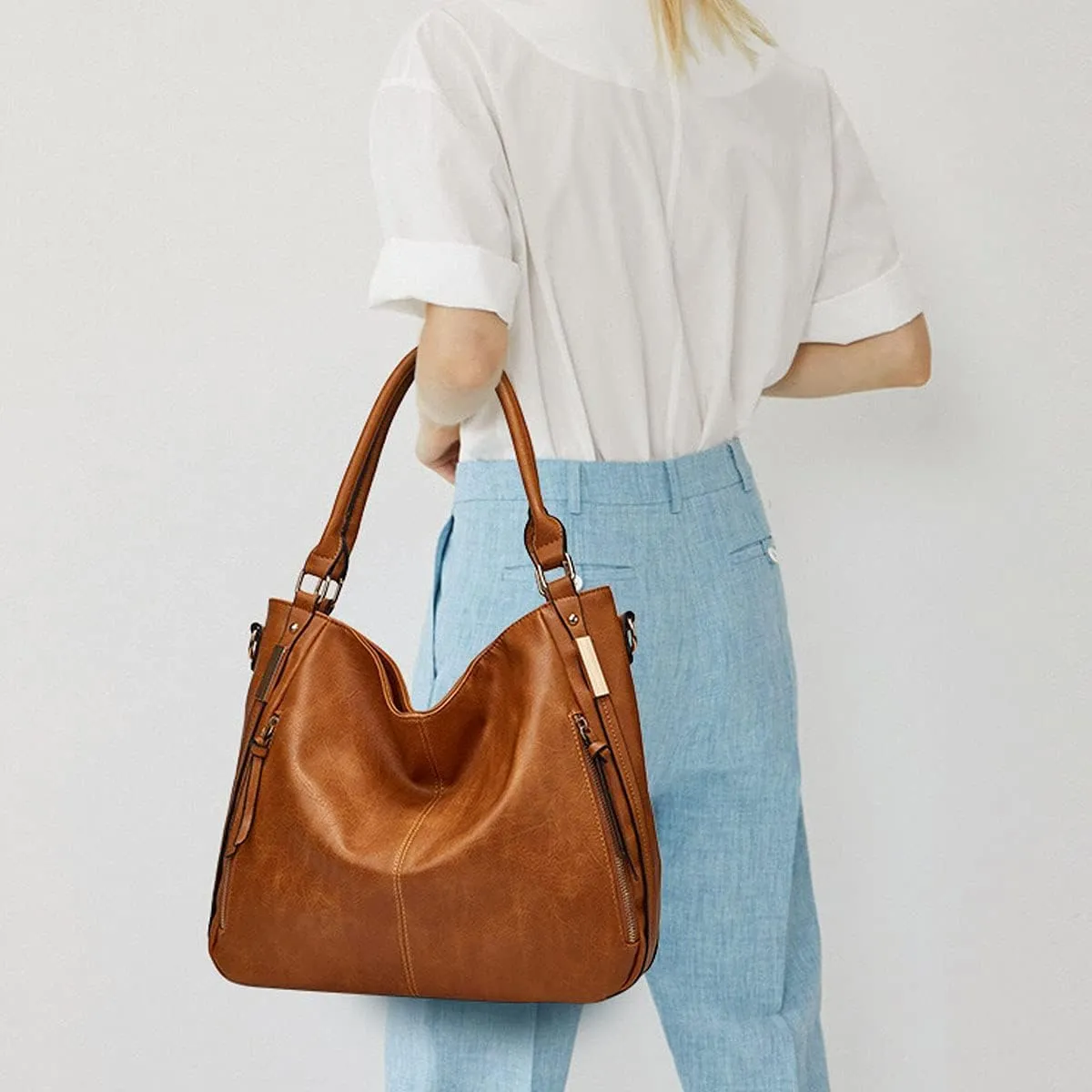 Handbags for Women Shoulder Tote Zipper Purse PU Leather Top-handle Satchel Bags With Tassle