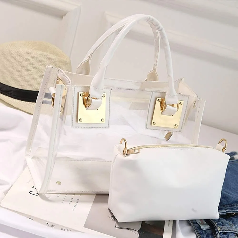 Handbags Women's Clear Jelly Tote Beach Crossbody Transparent Messenger Tote Shoulder Handbag