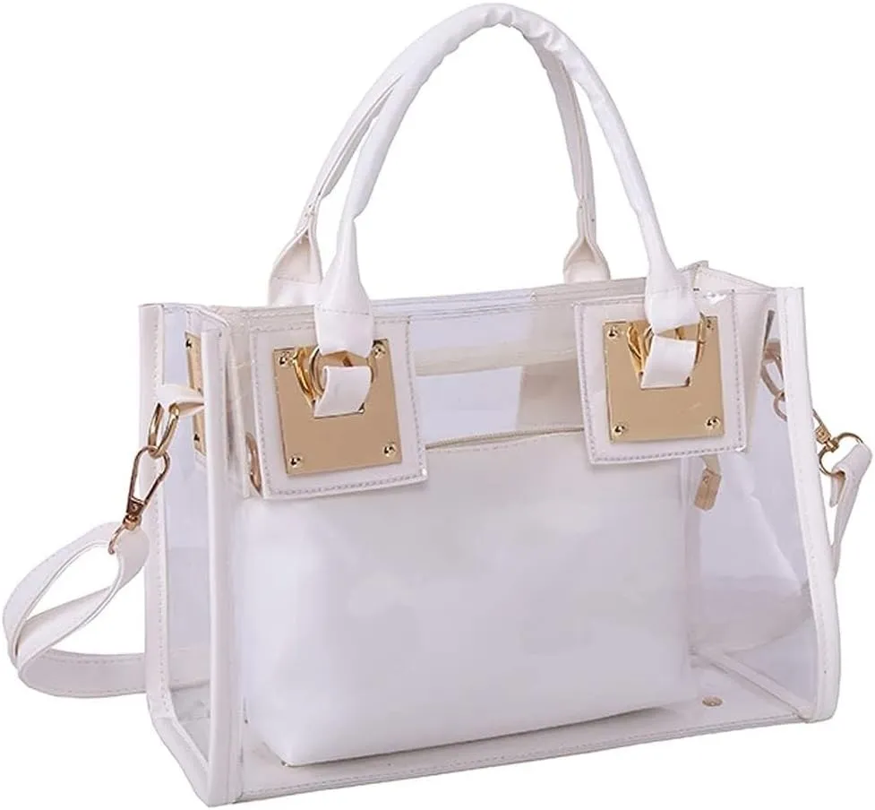 Handbags Women's Clear Jelly Tote Beach Crossbody Transparent Messenger Tote Shoulder Handbag