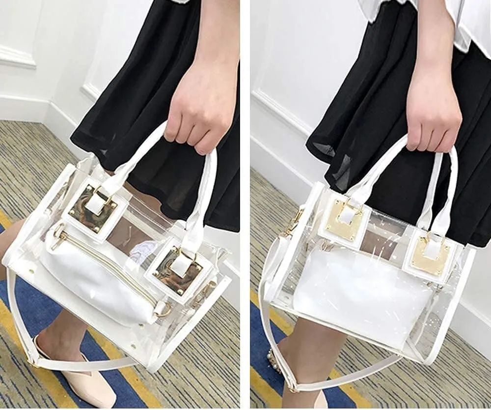 Handbags Women's Clear Jelly Tote Beach Crossbody Transparent Messenger Tote Shoulder Handbag