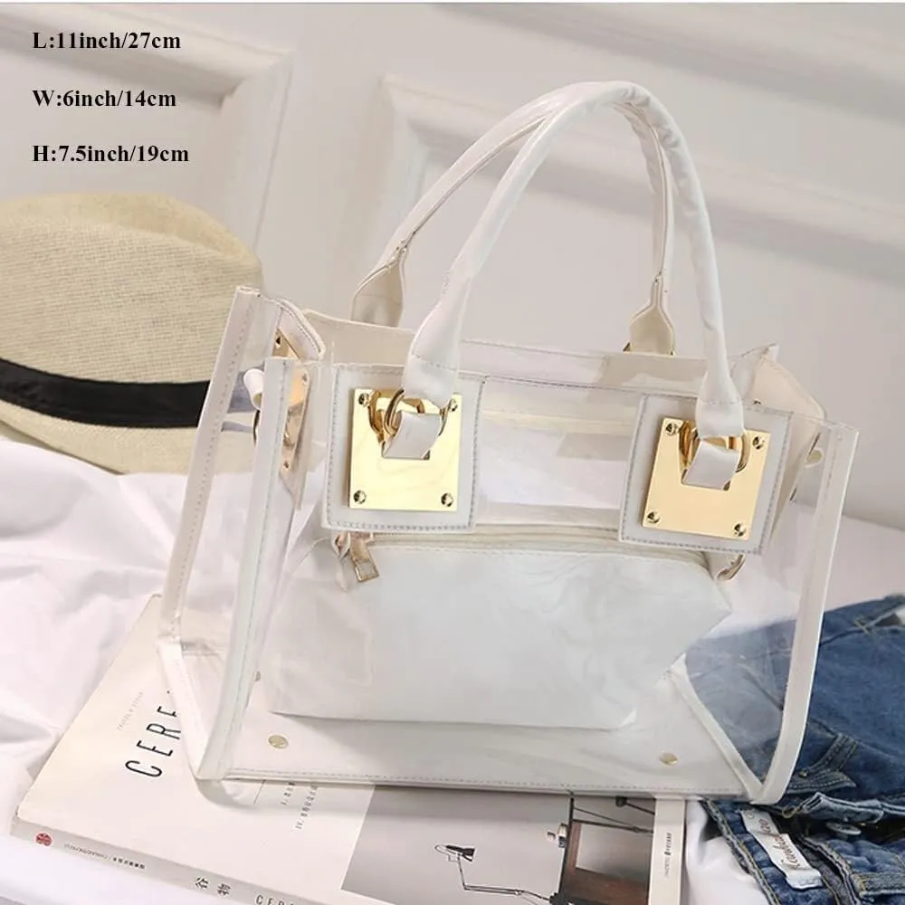 Handbags Women's Clear Jelly Tote Beach Crossbody Transparent Messenger Tote Shoulder Handbag