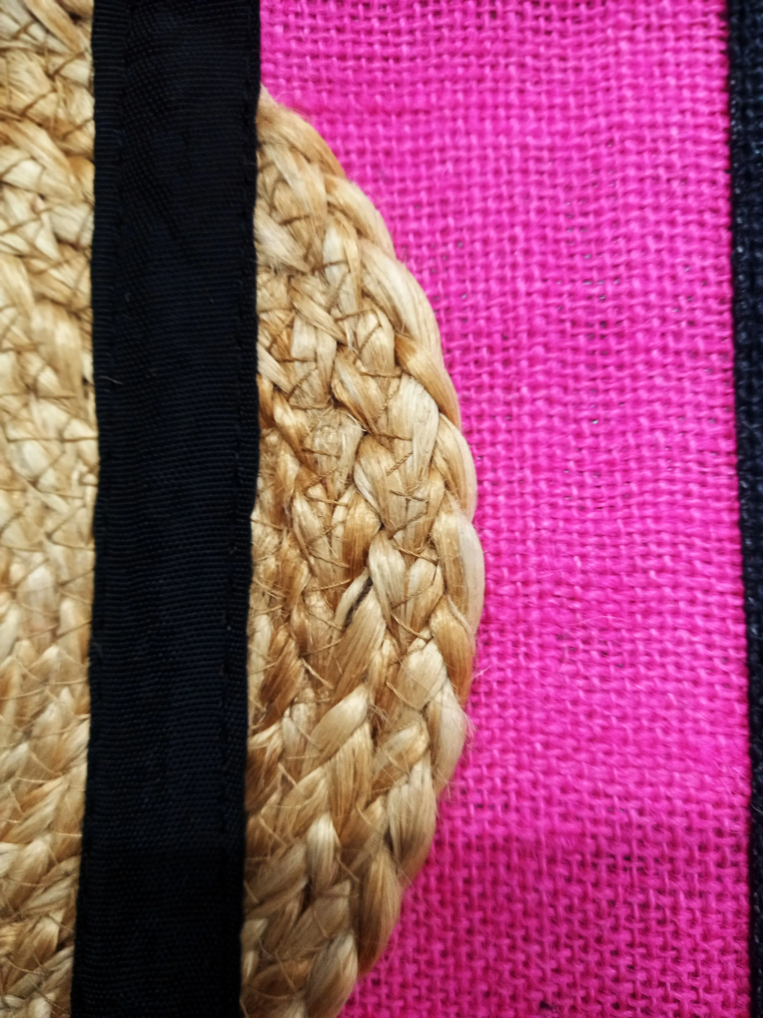 Handmakers Black & Pink Natural Jute Bags for Shopping Bags, Travel Bags, Office Bags,Gift Bags
