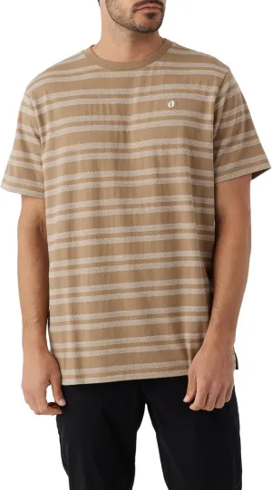 Hang Ten Mens All-Over Striped Knit T-Shirt - Casual Shirts for Men - Vintage Inspired Short Sleeve Knit Tee