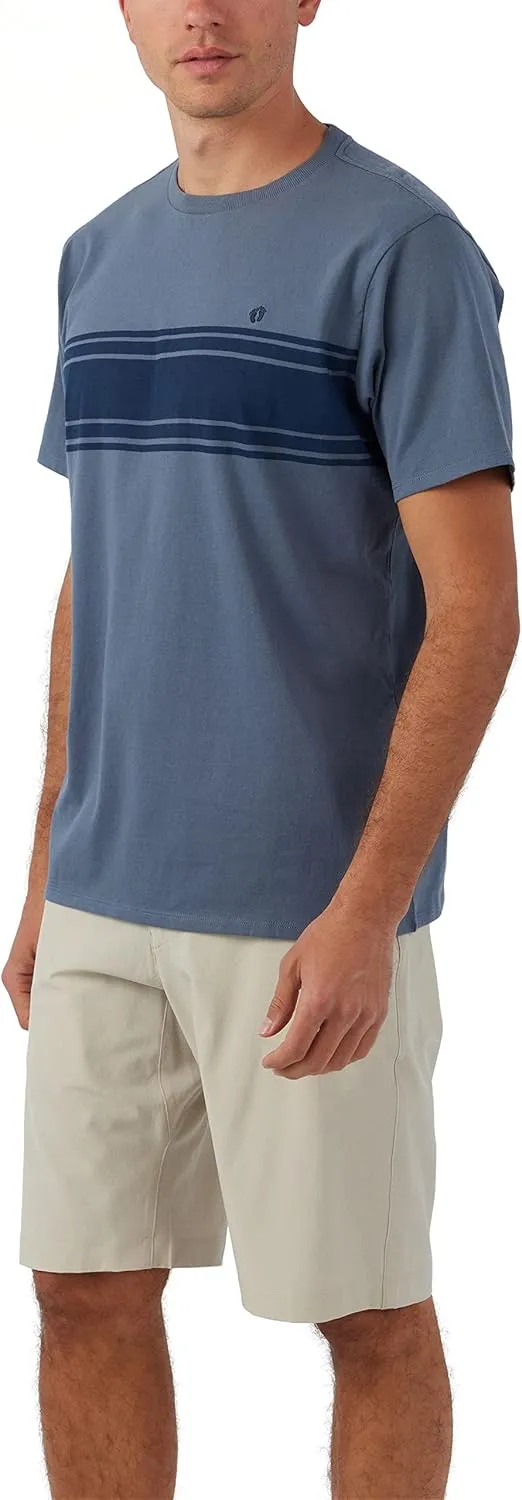 Hang Ten Mens Center Striped Knit T-Shirt - Casual Shirts for Men - Vintage Inspired Short Sleeve Knit Tee