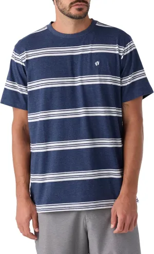 Hang Ten Mens Larry Stripe Knit T-Shirt - Casual Shirts for Men - Vintage Inspired Short Sleeve Knit Tee