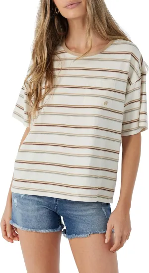 Hang Ten Women's Striped Knit T-Shirt - Comfortable Casual Tops for Women - Vintage Inspired Short Sleeve Knit Tee