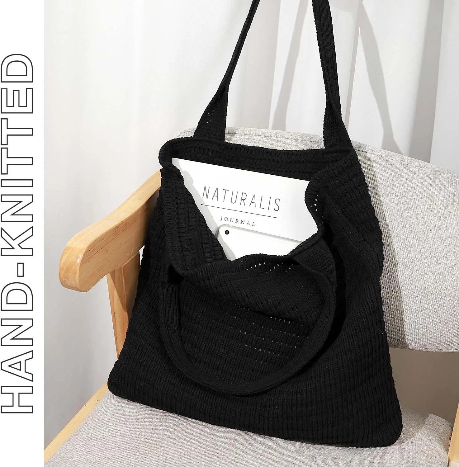 hatisan Crochet Bags for Women - Large Tote Aesthetic Handbag Shoulder Hippie Knit Bag