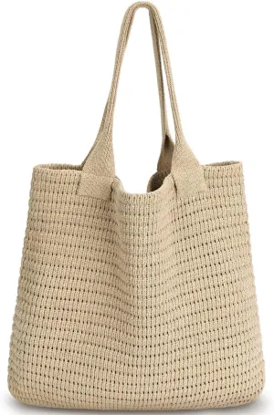 hatisan Crochet Bags for Women - Large Tote Aesthetic Handbag Shoulder Hippie Knit Bag