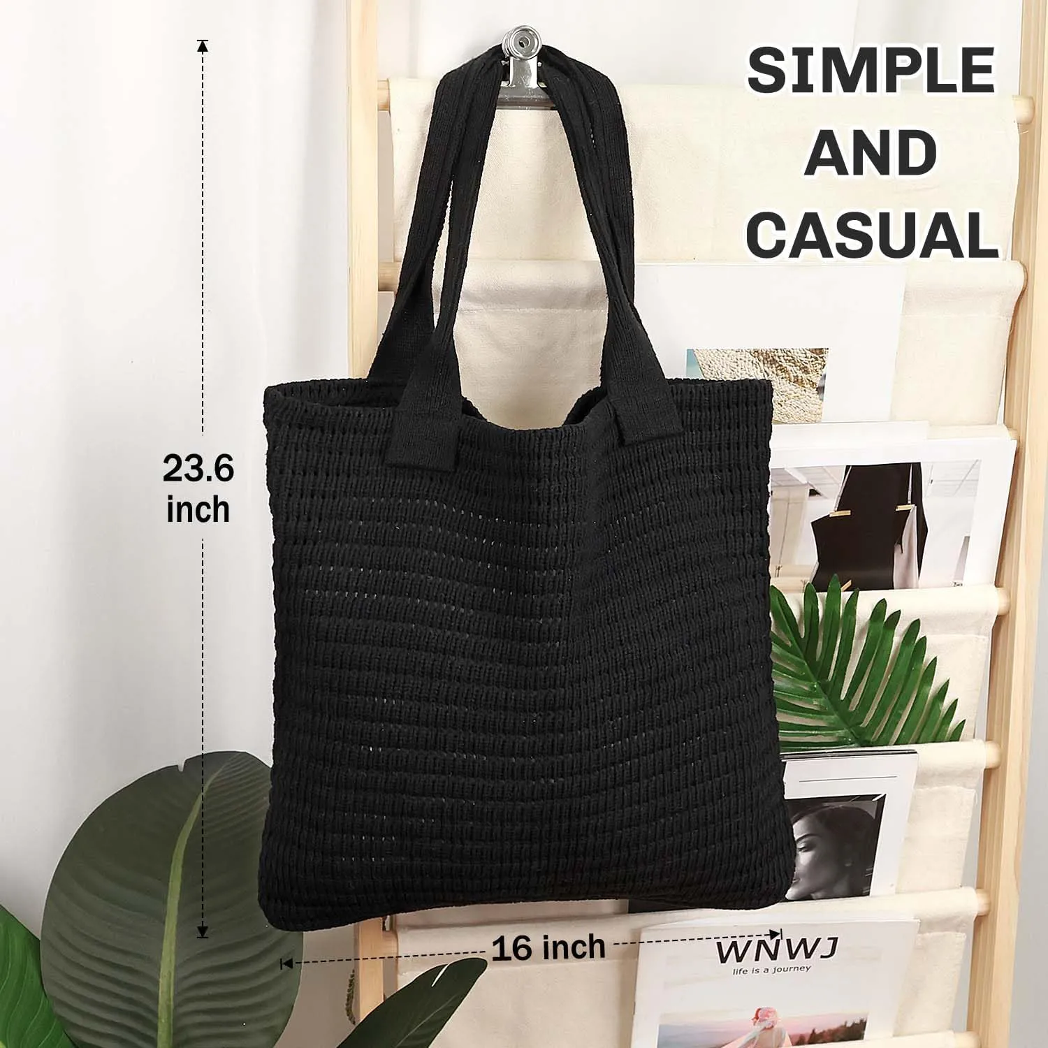 hatisan Crochet Bags for Women - Large Tote Aesthetic Handbag Shoulder Hippie Knit Bag