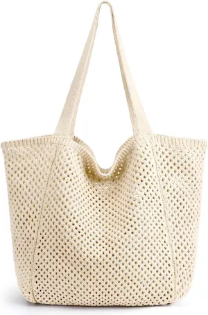 hatisan Crochet Bags for Women - Summer Beach Tote, Aesthetic Hippie Knit Bag