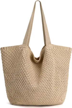 hatisan Crochet Bags for Women - Summer Beach Tote, Aesthetic Hippie Knit Bag