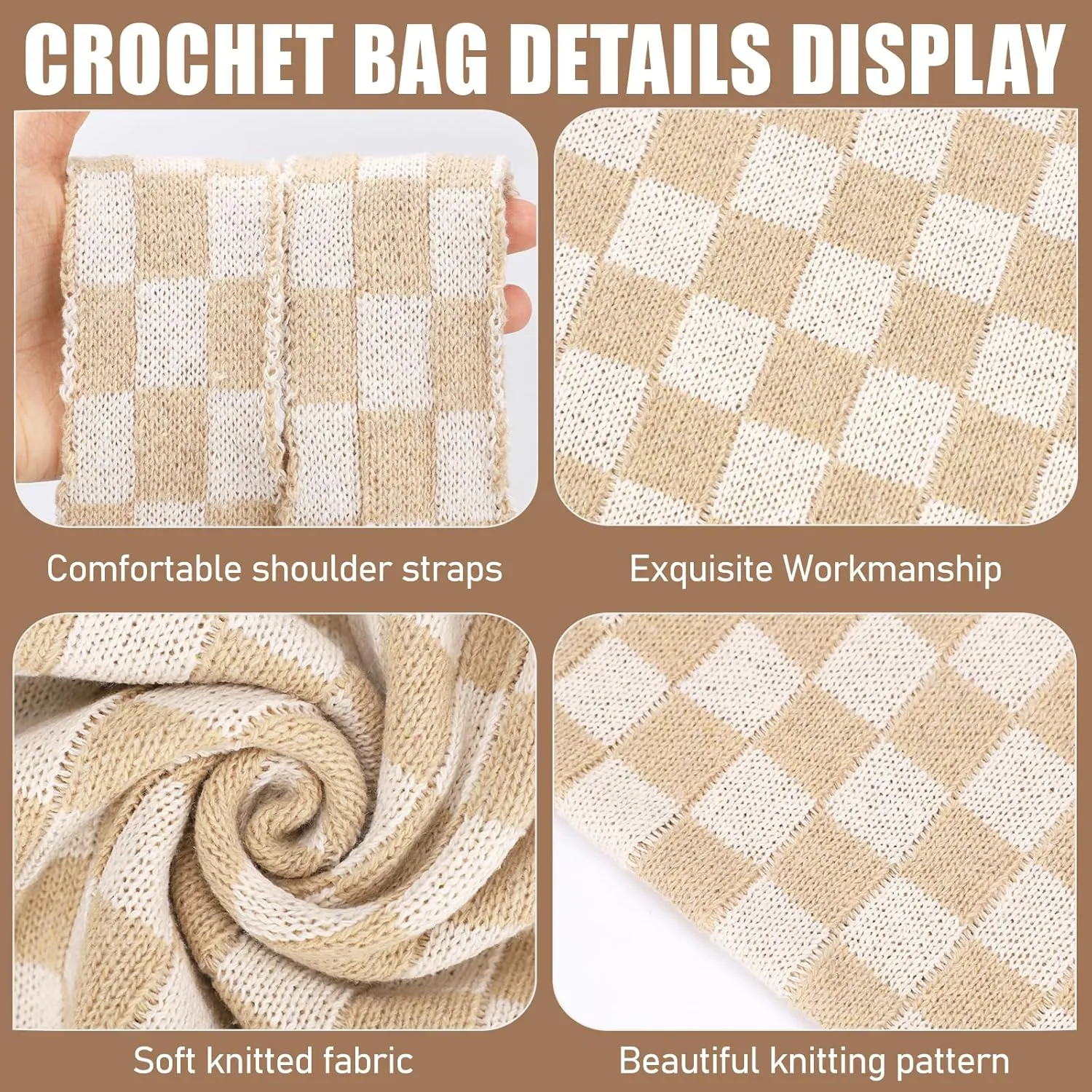 hatisan Crochet Bags for Women - Summer Beach Tote, Aesthetic Hippie Knit Bag
