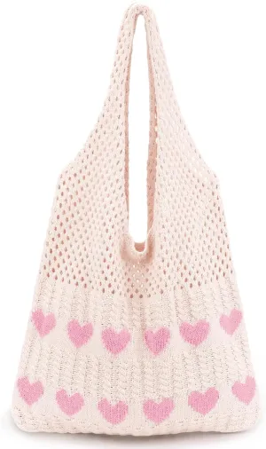 hatisan Crochet Bags for Women - Summer Beach Tote, Aesthetic Hippie Knit Bag