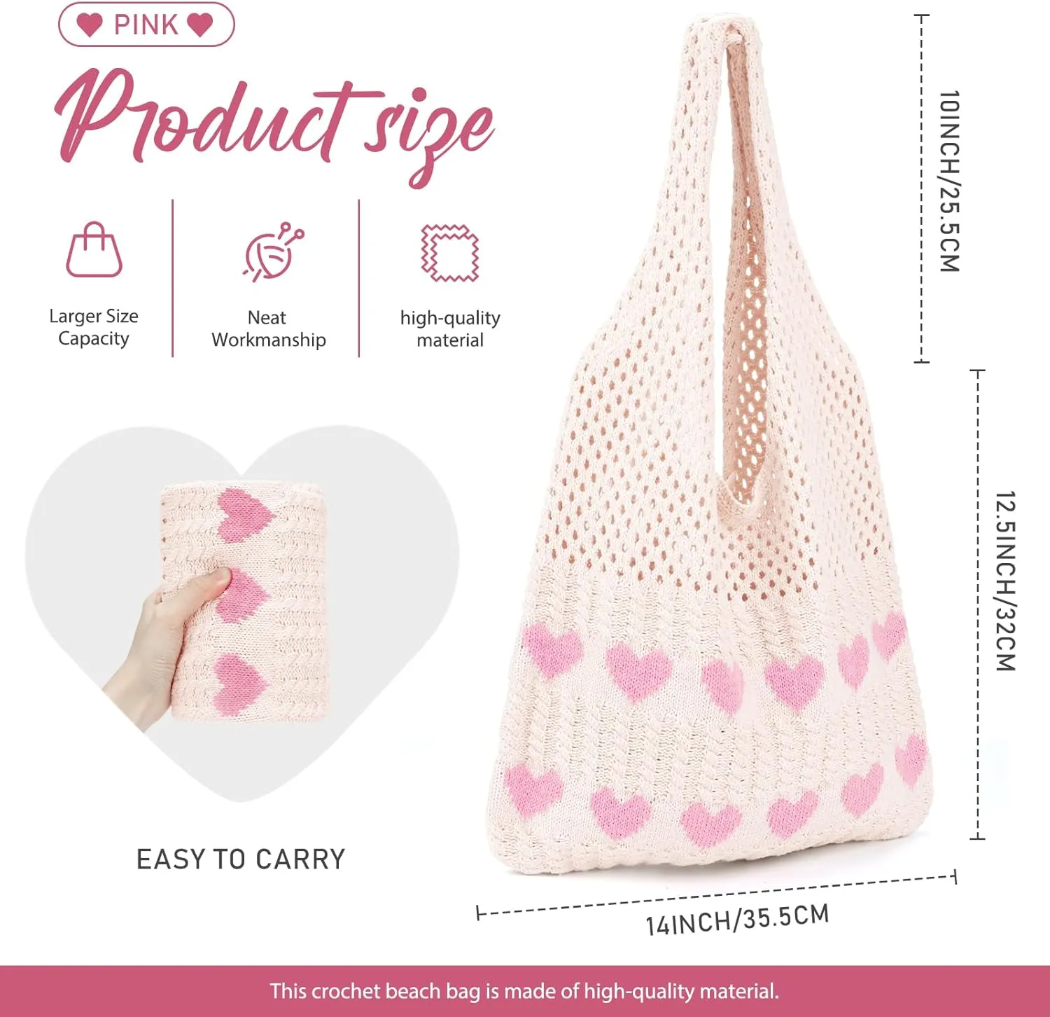 hatisan Crochet Bags for Women - Summer Beach Tote, Aesthetic Hippie Knit Bag