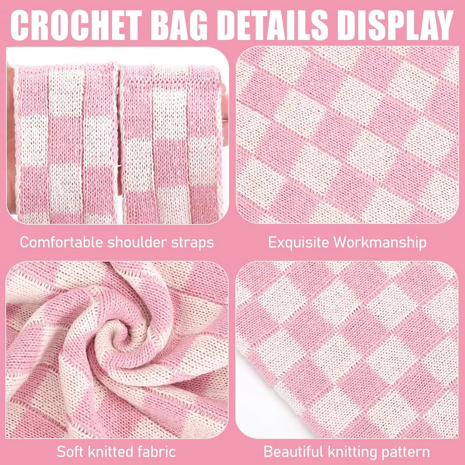 hatisan Crochet Bags for Women - Summer Beach Tote, Aesthetic Hippie Knit Bag