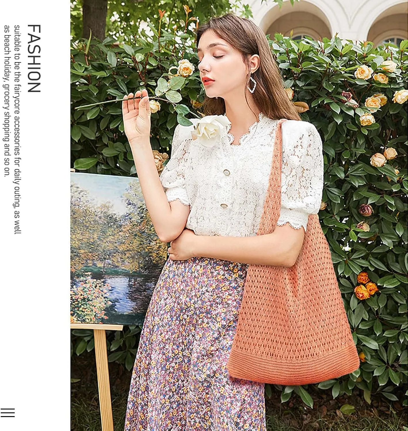 hatisan Crochet Bags for Women - Summer Beach Tote, Aesthetic Hippie Knit Bag