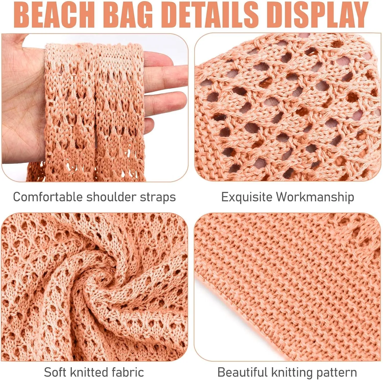 hatisan Crochet Bags for Women - Summer Beach Tote, Aesthetic Hippie Knit Bag