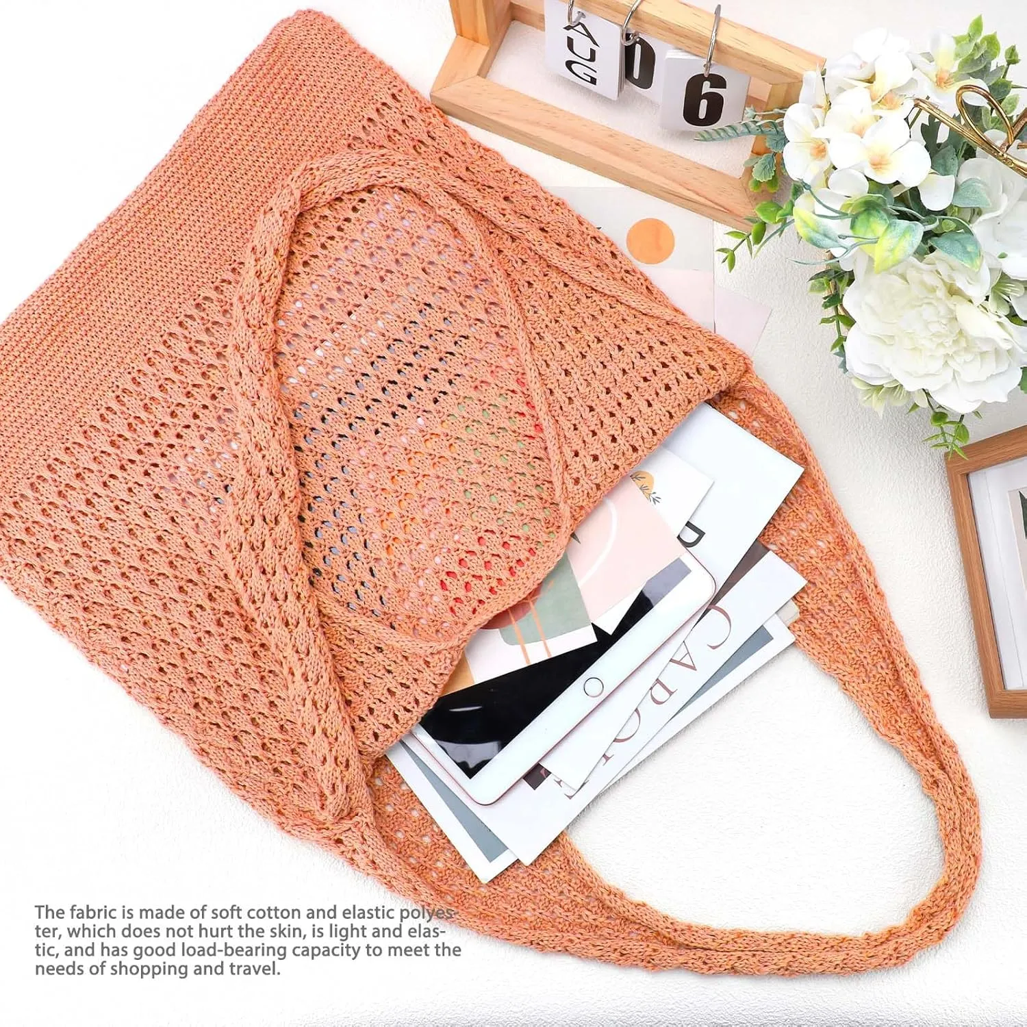 hatisan Crochet Bags for Women - Summer Beach Tote, Aesthetic Hippie Knit Bag