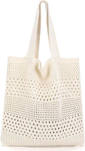hatisan Crochet Bags for Women - Summer Beach Tote, Aesthetic Hippie Knit Bag