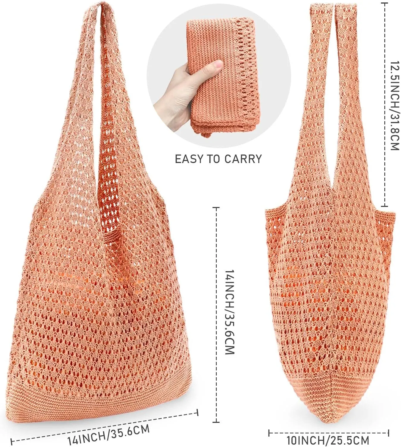 hatisan Crochet Bags for Women - Summer Beach Tote, Aesthetic Hippie Knit Bag