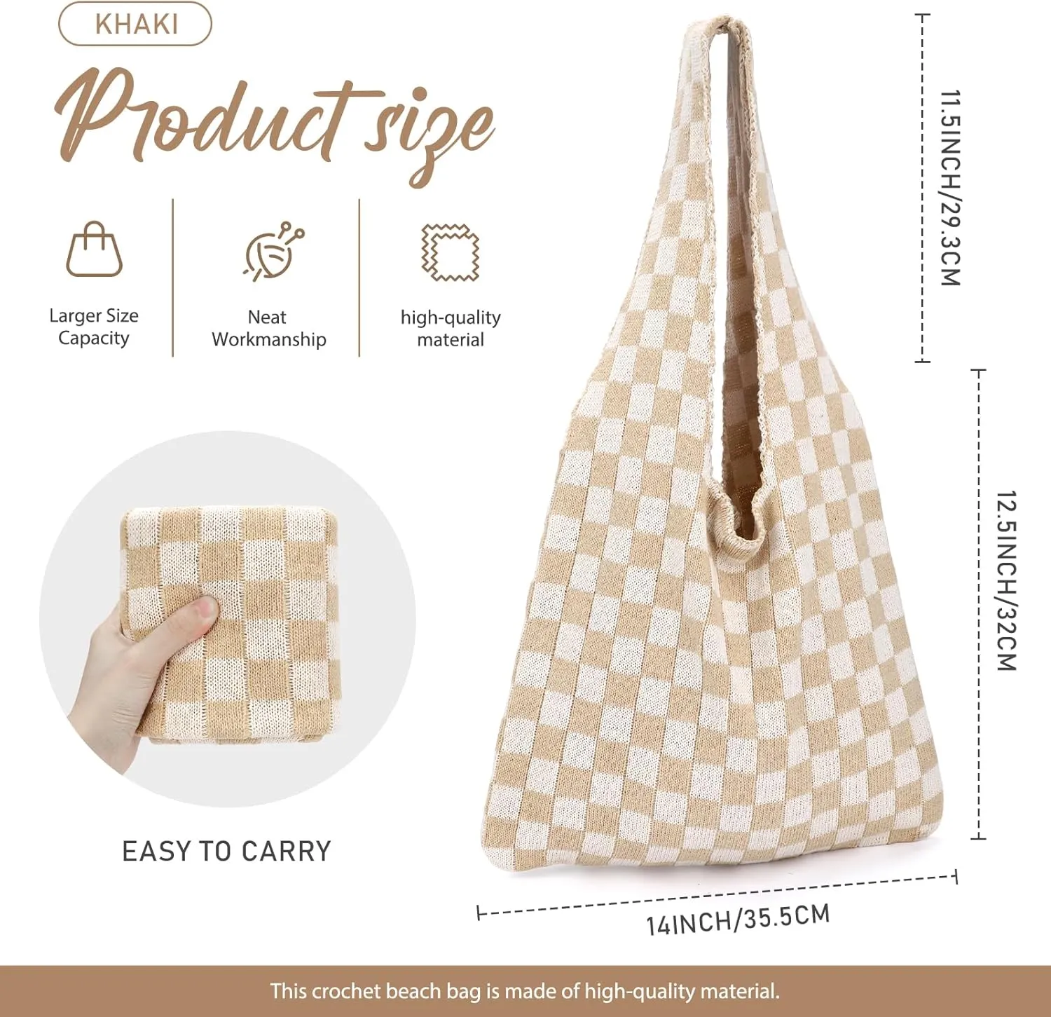 hatisan Crochet Bags for Women - Summer Beach Tote, Aesthetic Hippie Knit Bag