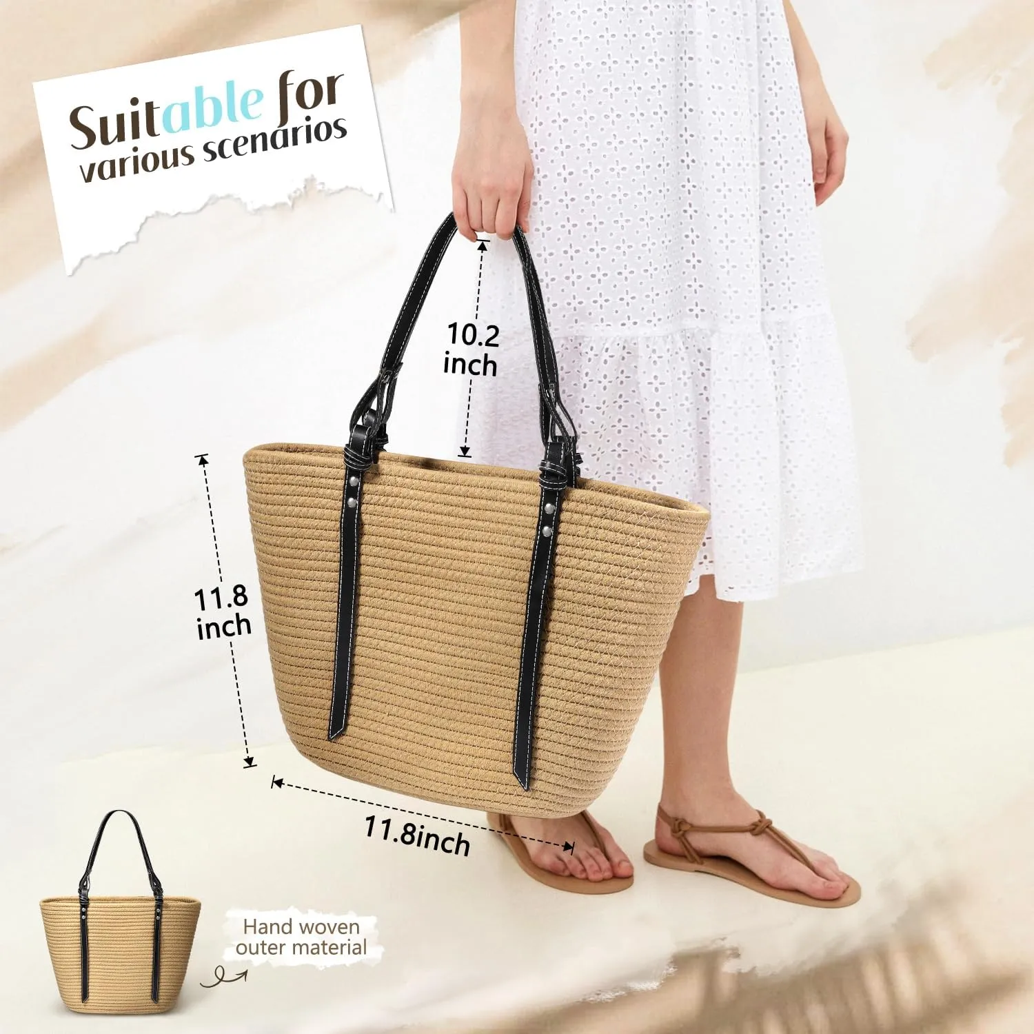 hatisan Crochet Bags for Women - Summer Beach Tote, Aesthetic Hippie Knit Bag