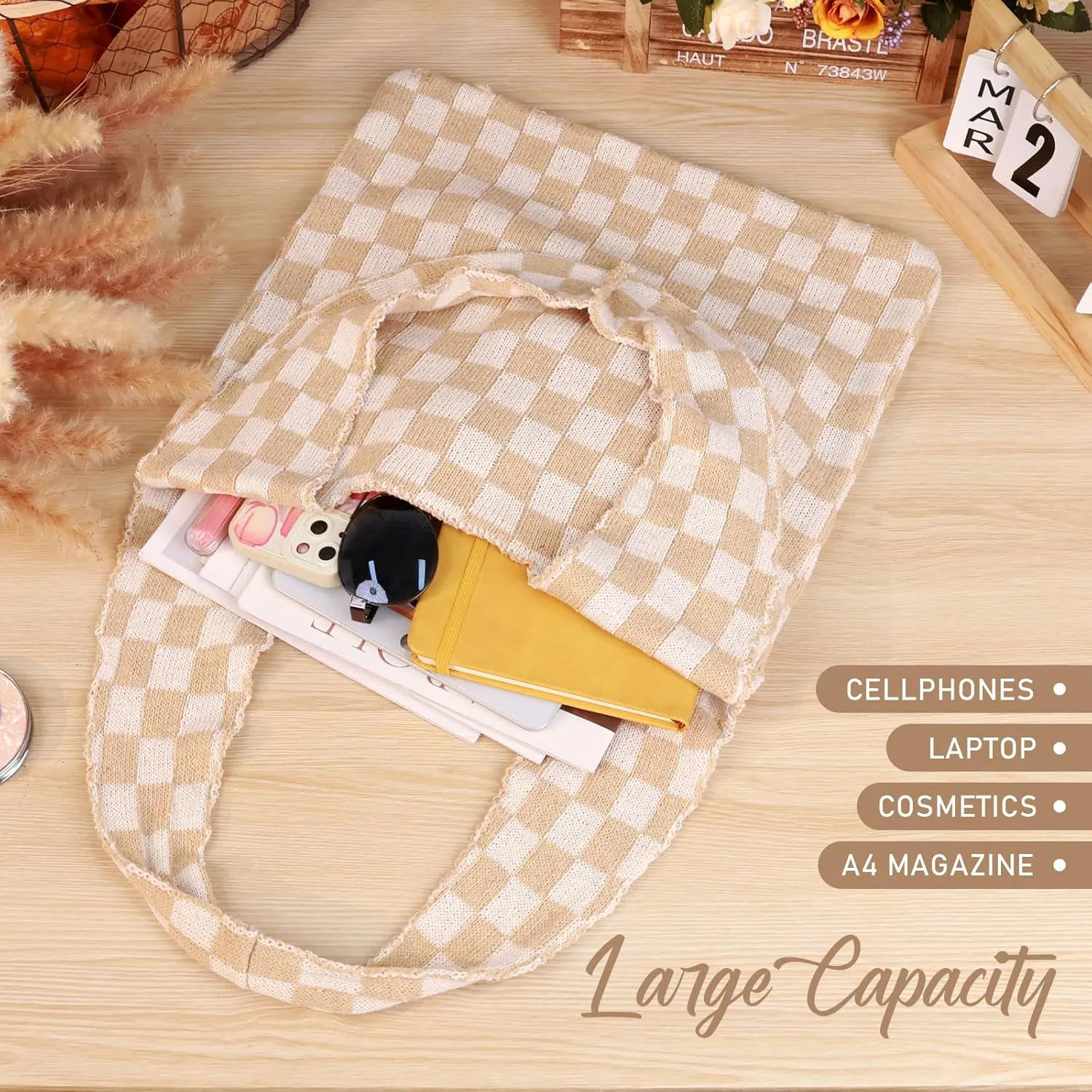 hatisan Crochet Bags for Women - Summer Beach Tote, Aesthetic Hippie Knit Bag