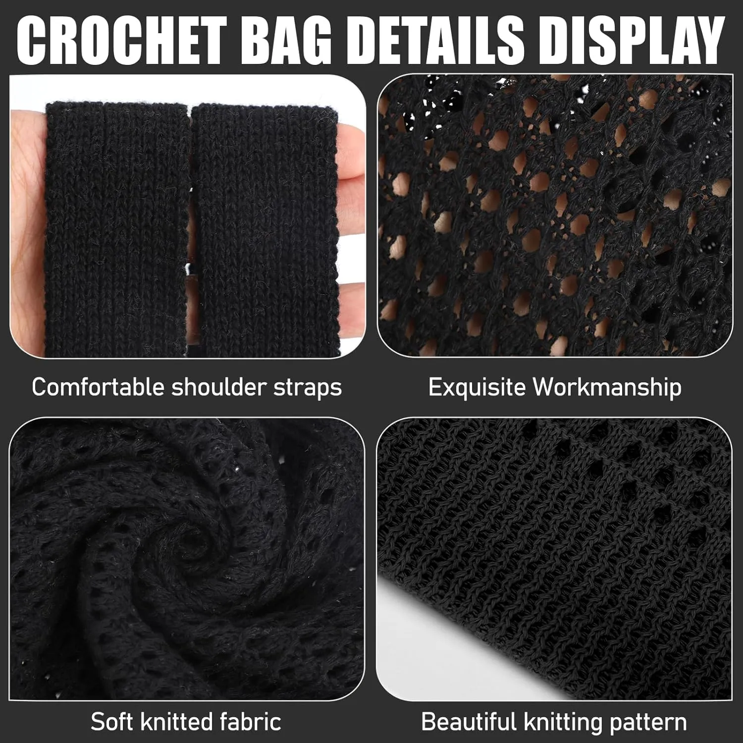 hatisan Crochet Bags for Women - Summer Beach Tote, Aesthetic Hippie Knit Bag