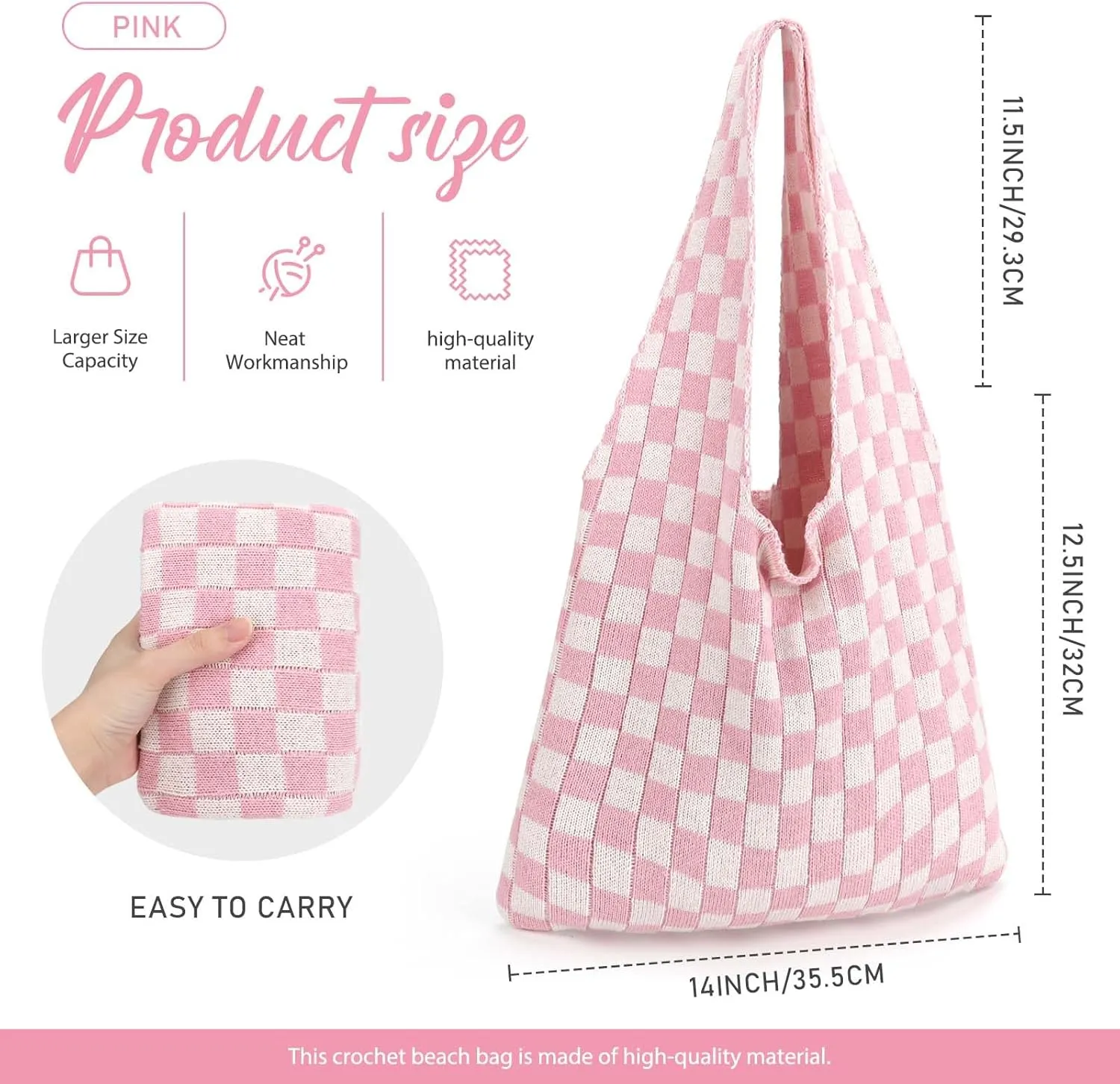 hatisan Crochet Bags for Women - Summer Beach Tote, Aesthetic Hippie Knit Bag