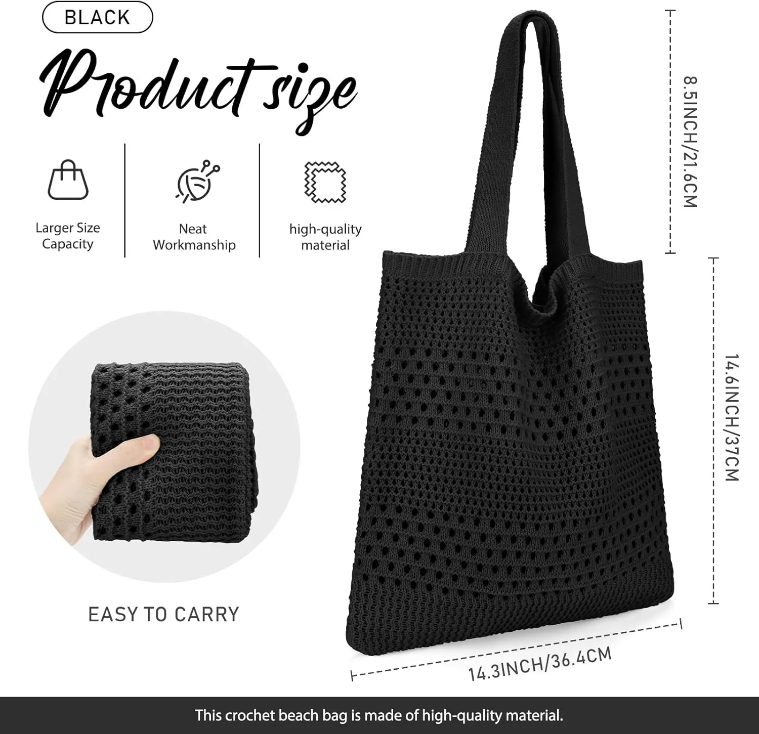 hatisan Crochet Bags for Women - Summer Beach Tote, Aesthetic Hippie Knit Bag