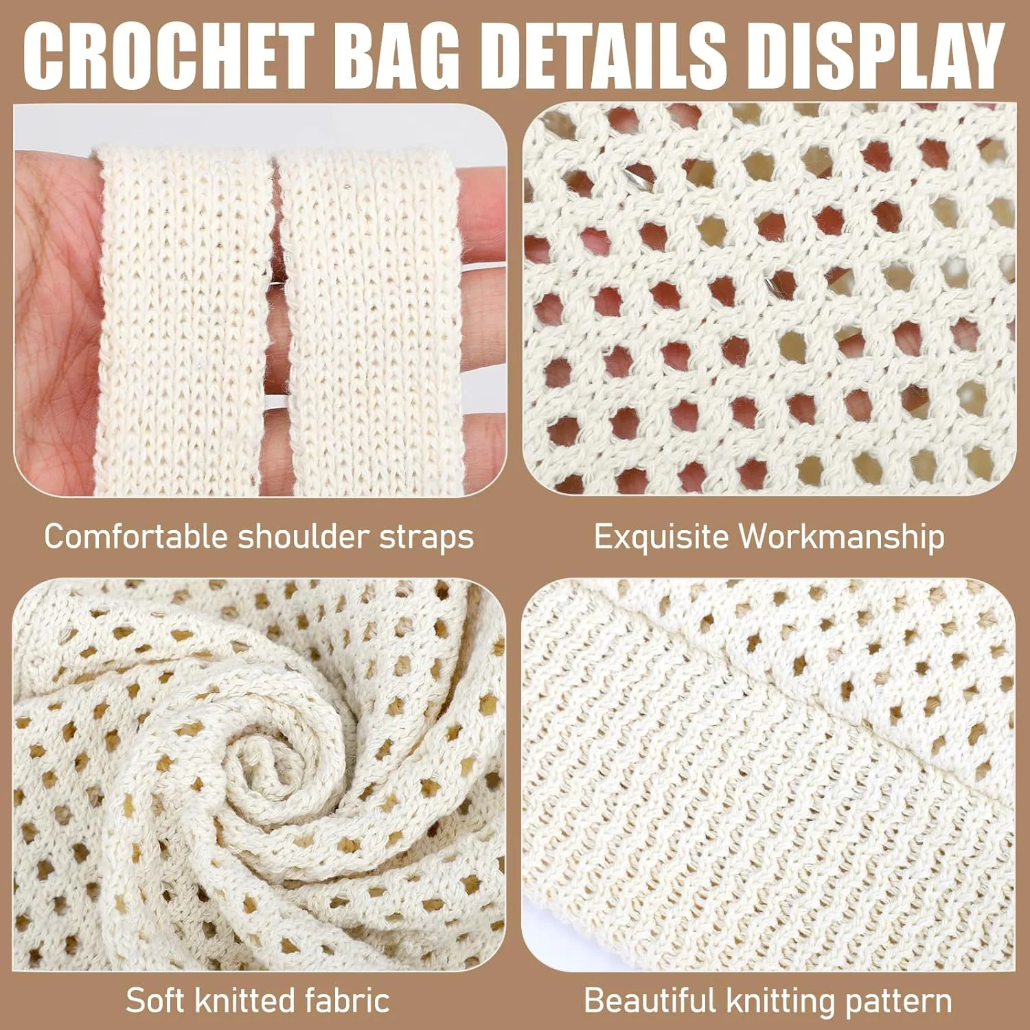 hatisan Crochet Bags for Women - Summer Beach Tote, Aesthetic Hippie Knit Bag