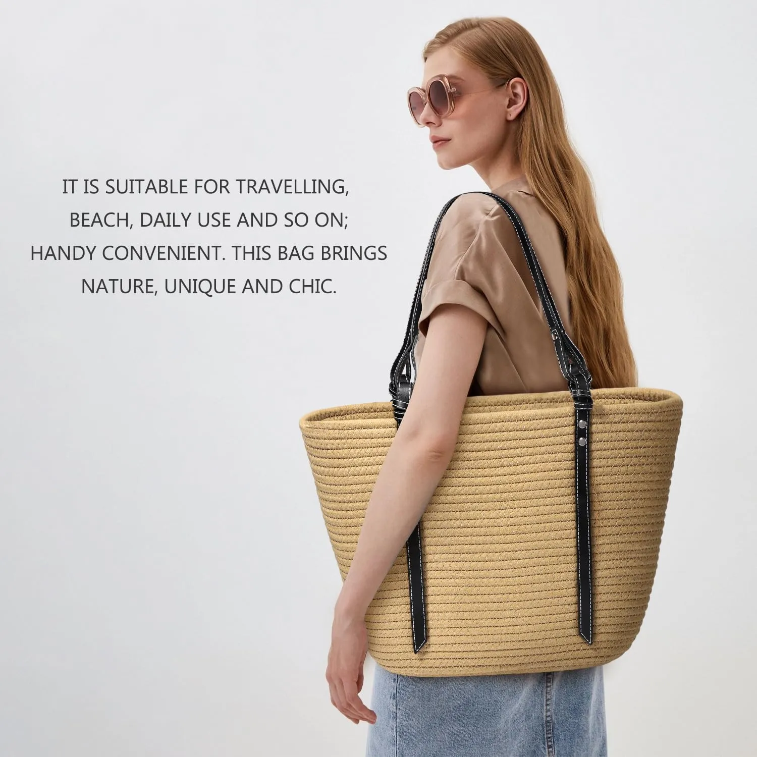 hatisan Crochet Bags for Women - Summer Beach Tote, Aesthetic Hippie Knit Bag