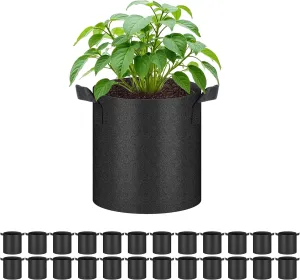 HealSmart 24-Pack 2 Gallon Nonwoven Grow Bags, Aeration Fabric Pots with Handles, Suitable for Garden Fruits, Vegetables and Flowers, Black