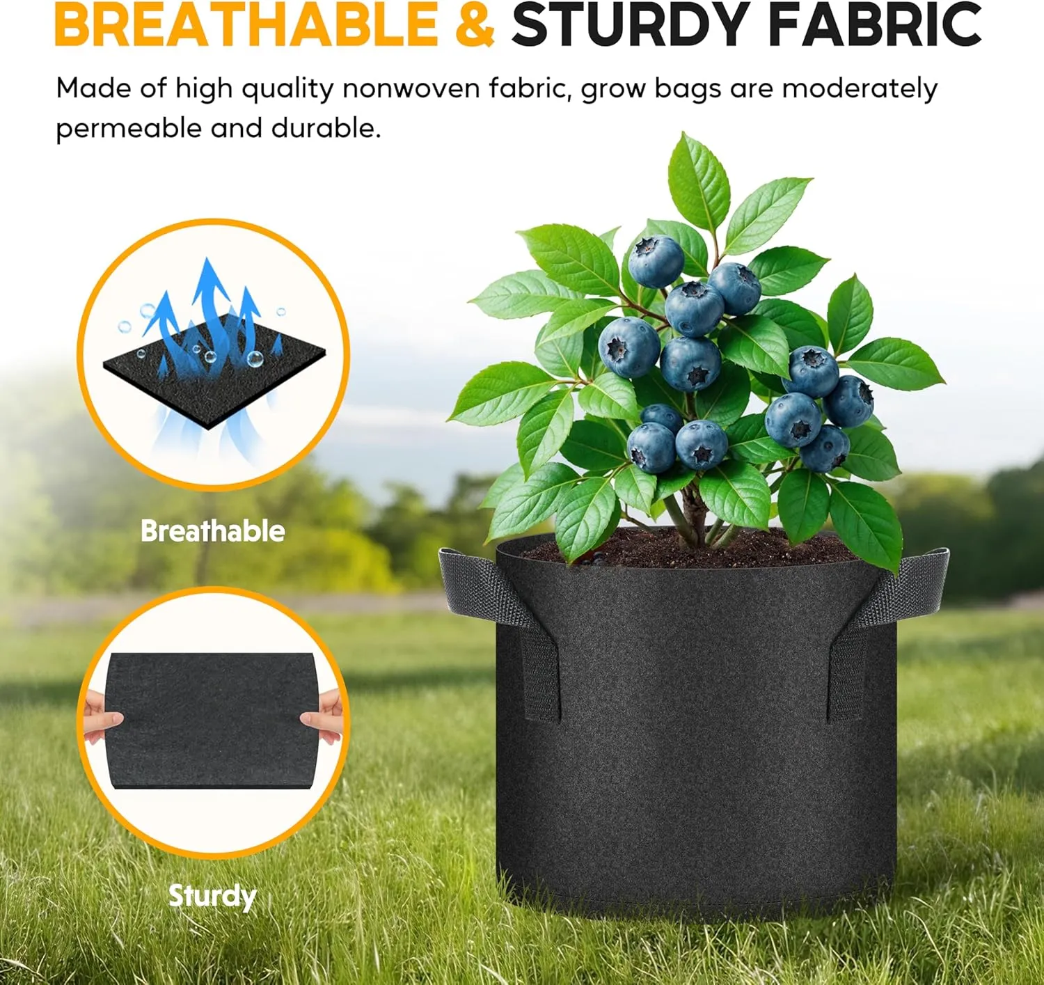 HealSmart Plant Grow Bags 3 Gallon 20-Pack, Tomoato Planter Pots with Handles, Aeration Nonwoven Fabric, Heavy Duty Gardening Planter for Vegetable, Herbs and Flowers, Black New