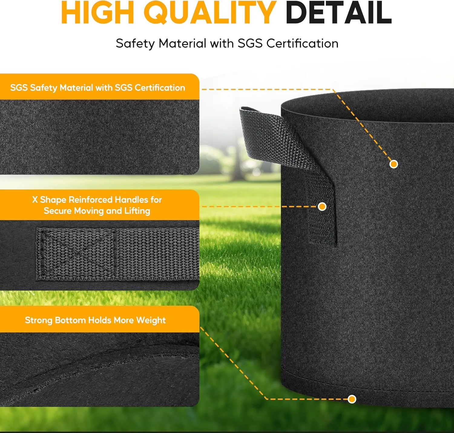HealSmart Plant Grow Bags 3 Gallon 20-Pack, Tomoato Planter Pots with Handles, Aeration Nonwoven Fabric, Heavy Duty Gardening Planter for Vegetable, Herbs and Flowers, Black New