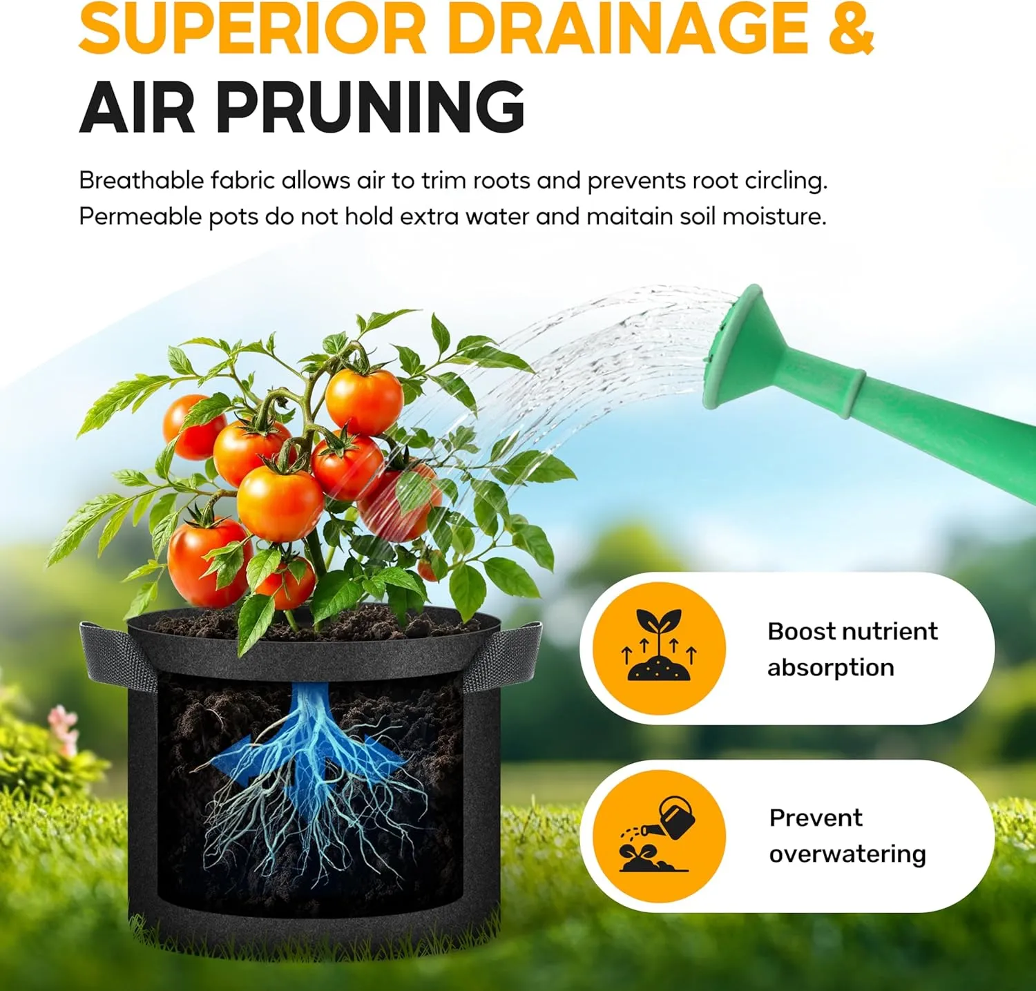 HealSmart Plant Grow Bags 3 Gallon 20-Pack, Tomoato Planter Pots with Handles, Aeration Nonwoven Fabric, Heavy Duty Gardening Planter for Vegetable, Herbs and Flowers, Black New