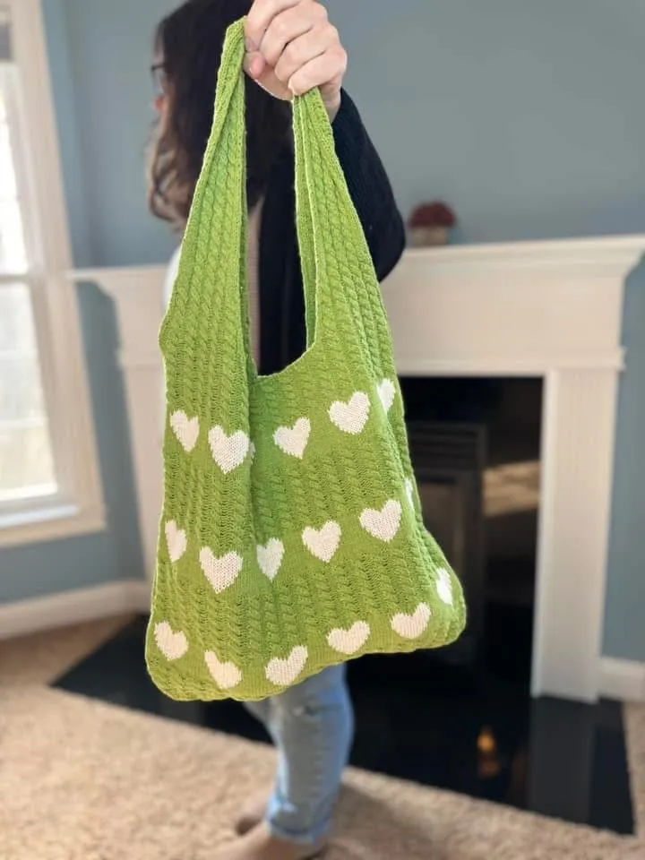 Heart Tote Bag - Knit Sweater - PREORDER